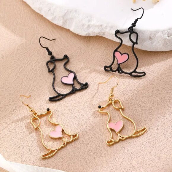 3/$35 Cute Dog Swimming Gold Drop Earrings - Picture 4 of 5